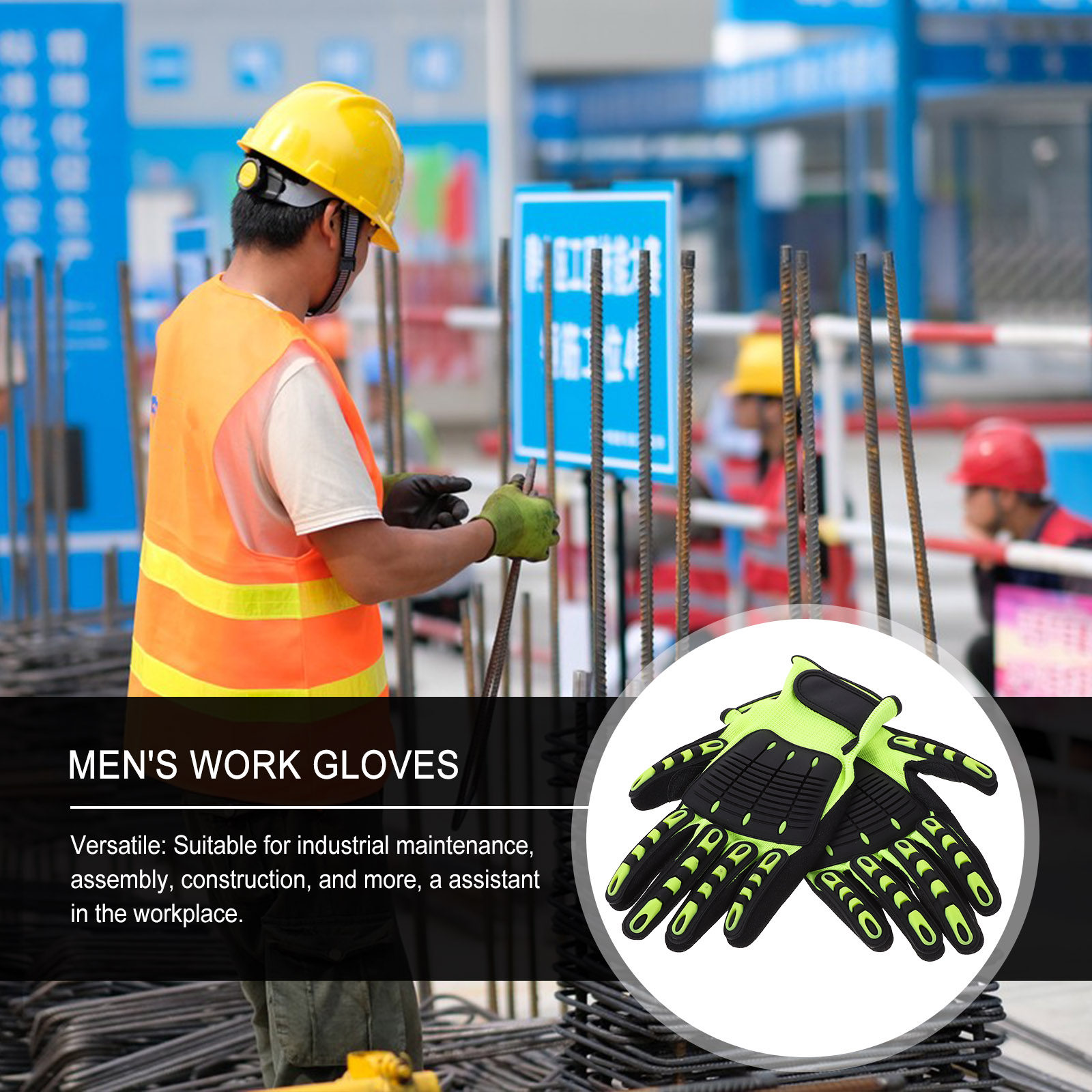 Work Glove Impact - 1Pair Protective Work Gloves Anti-Cut Impact