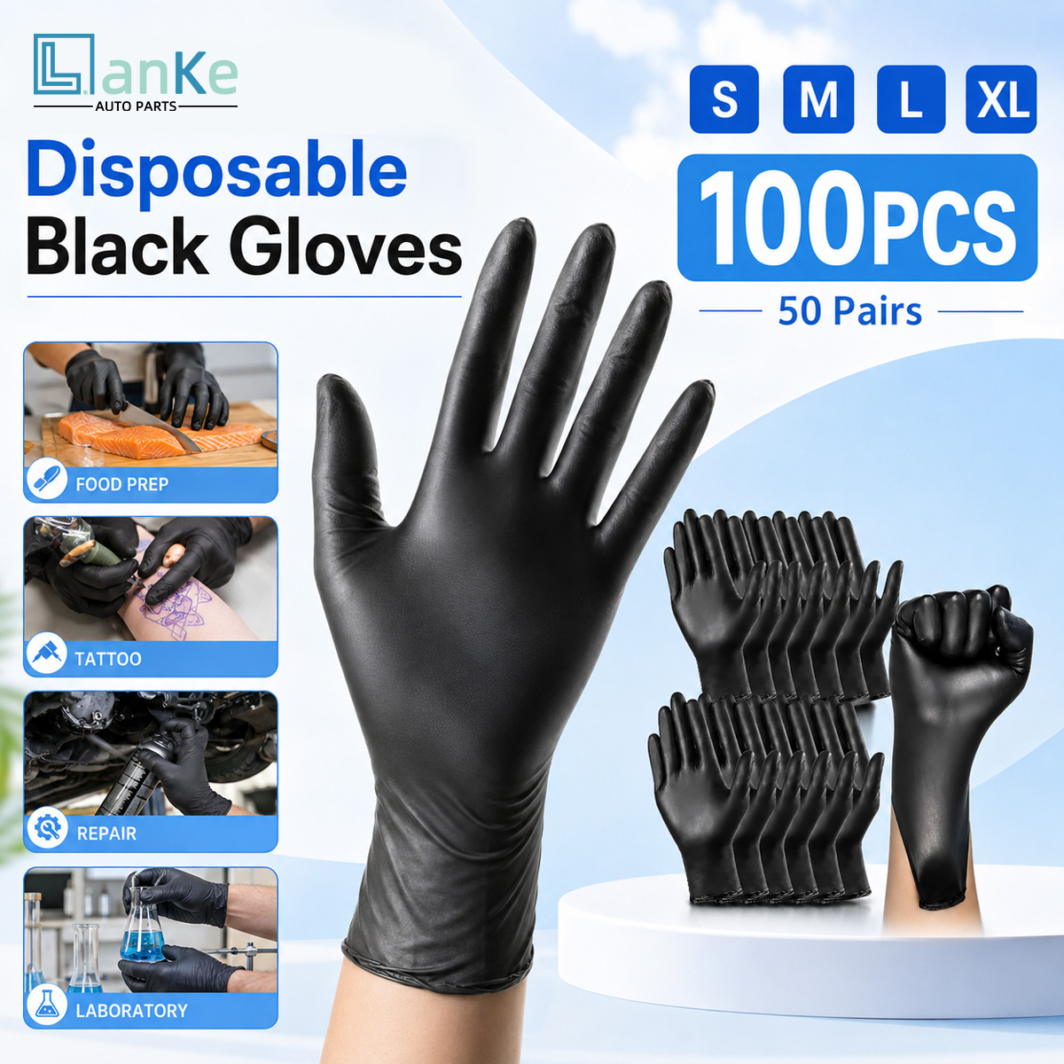 Lanke Black Disposable Nitrile - Rubber Glove Cleaning recension och pris